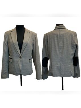 British Khaki Houndstooth equestrian style riding jacket blazer single breasted